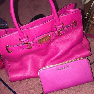 Michael Kors Hot Pink Bag W/ Wallet